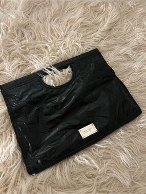 Nine West Black Patent Vinyl Clutch with Cutout Handle
